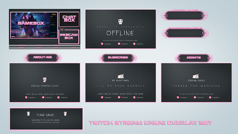 Twitch Stream Kawaii Overlay Set Ko Fi Where Creators Get Donations From Fans With A Buy Me A Coffee Page