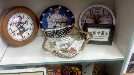 Some of my clocks, at a local art co-op