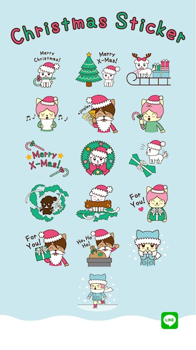 Cute Line Stickers for Christmas