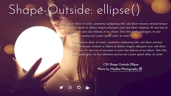 Pen: CSS shape-outside ellipse