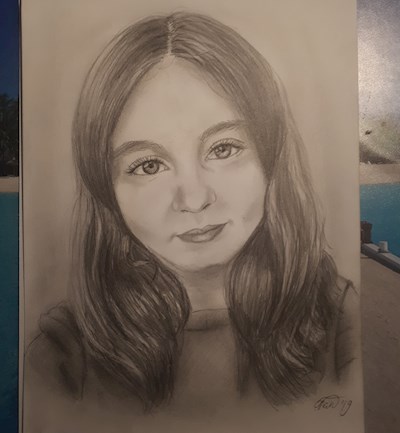 Self-portrait in graphite
