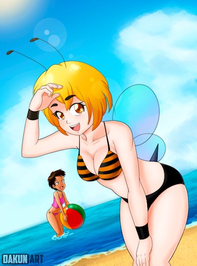 [OC Original] Bee-chan and Xiomara in the beach!