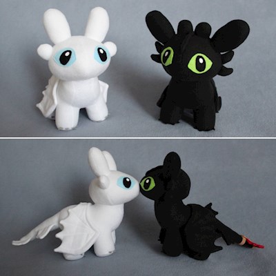 Standing Night and Light Fury Plushies