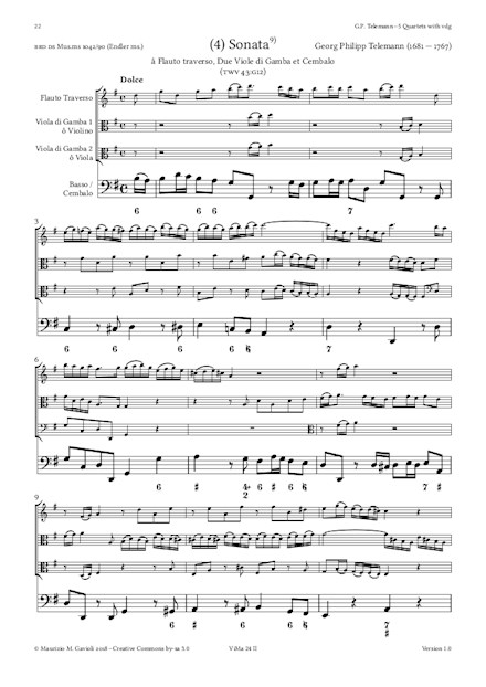 G.P. Telemann, Quartets with Viola da Gamba
