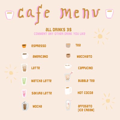 ~*~ cafe menu ~*~