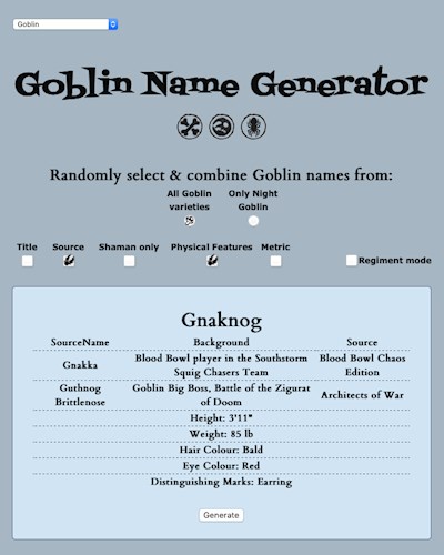 Lore friendly Name Generator