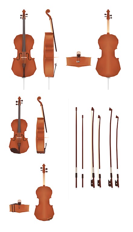 Low poly stringed instruments