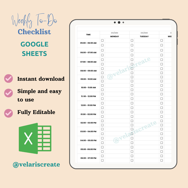 New product | Weekly To-Do Checklist