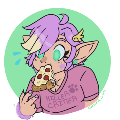 Lilac Eating Pizza- OLD
