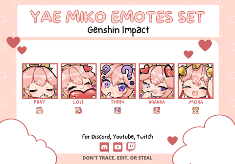 Yae Miko [Genshin Impact] Emotes Set for Twitch/Youtube/Discord ...