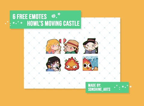 6 FREE poorly drawn Howl’s Moving Castle emotes - Sonshine ’s Ko-fi