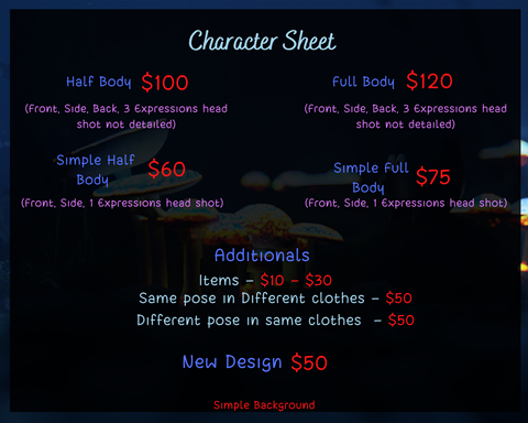 Character Sheet Prices