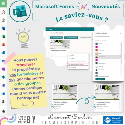 Microsoft Forms : transférer propriété des quiz