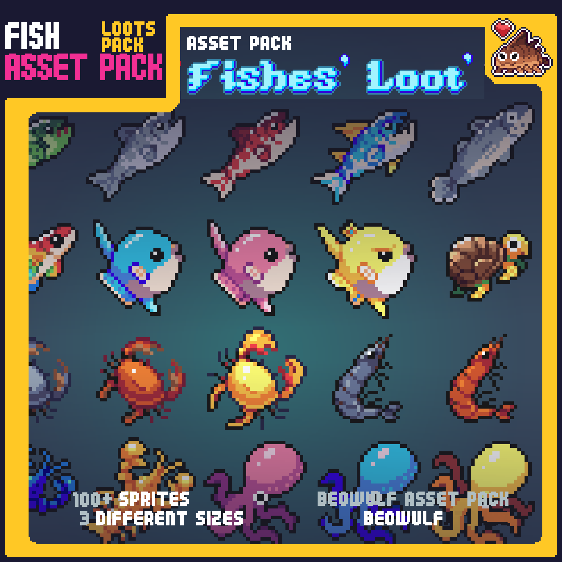 Free Fishing Game Assets Pixel Art Pack 