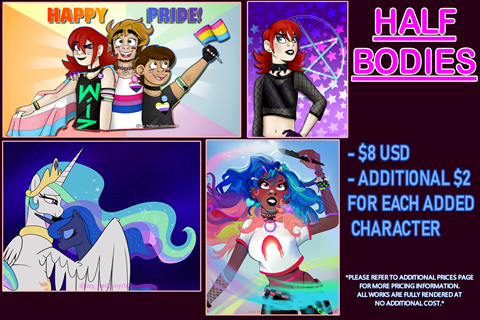 Half Body Commissions Price Sheet