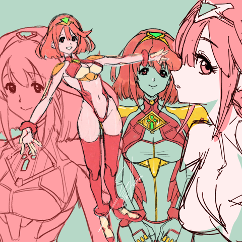Pyra 90s lowres sketches