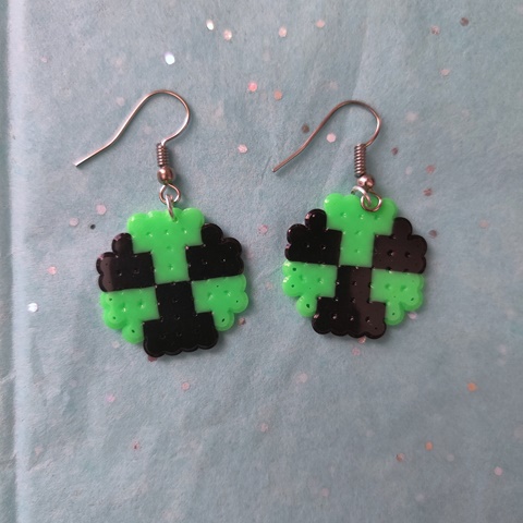 Kitty Cat Keychain / Earrings Black Cat Alt Halloween Perler Beads 