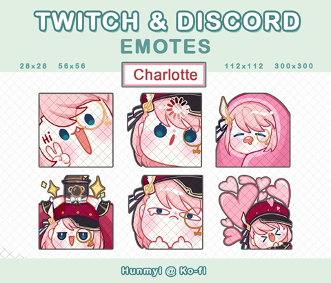 Charlotte Emote - Emote Genshin Impact - Twitch Emote/Discord Emote