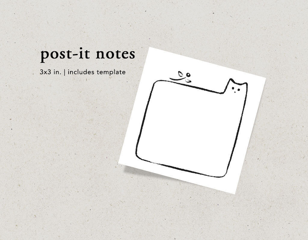 Cat Sticky Note  Printable - Chamie Castillo's Ko-fi Shop - Ko-fi