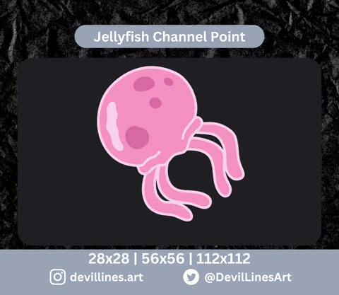 PINK Jellyfish Channel point, Spongebob Channel point, Instant Download