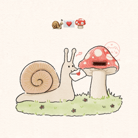 emoji doodle for snail mail 🐌💌🍄