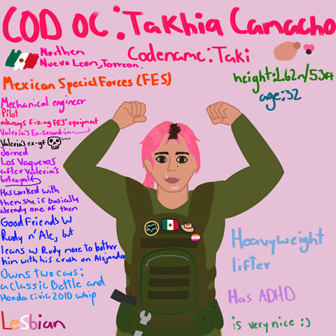 COD oc: Takhia Camacho