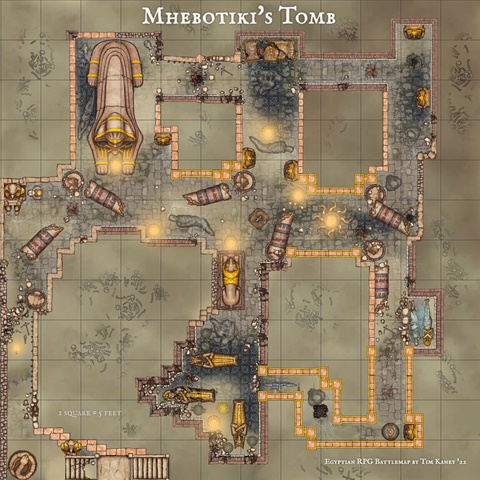 Mhebotiki' Tomb - Egyptian Themed Catacombs RPG HD Battlemap - Kaney ...