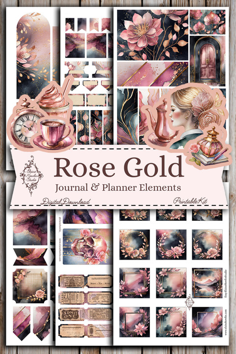 🌹NEW🌹 Rose Gold Planner & Journal Elements