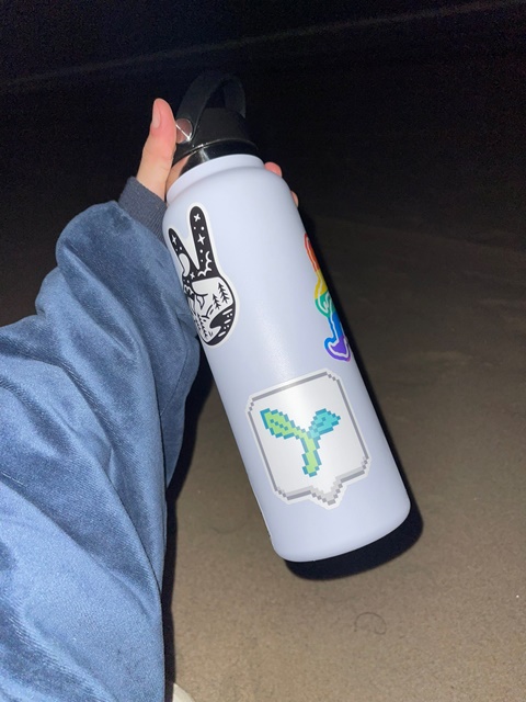 Aloe Bud sticker on a water bottle