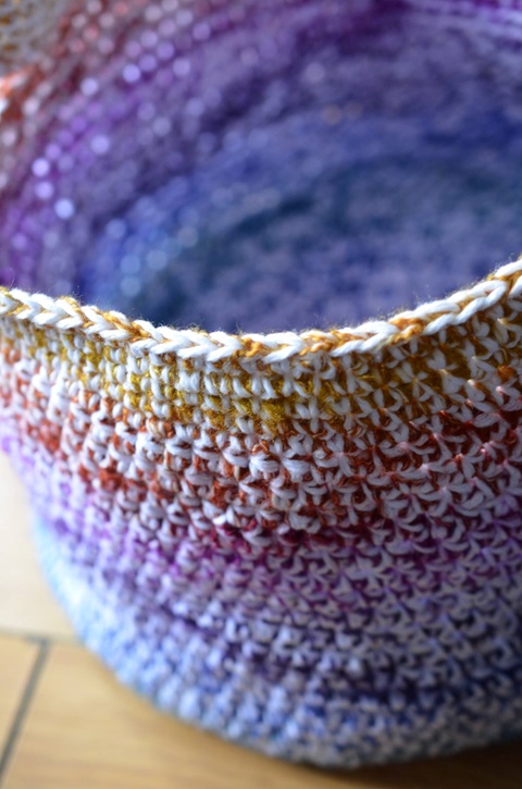 Crocheted Cotton & Wool Basket