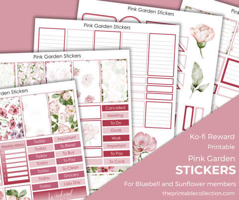 Printable Pink Garden Stickers