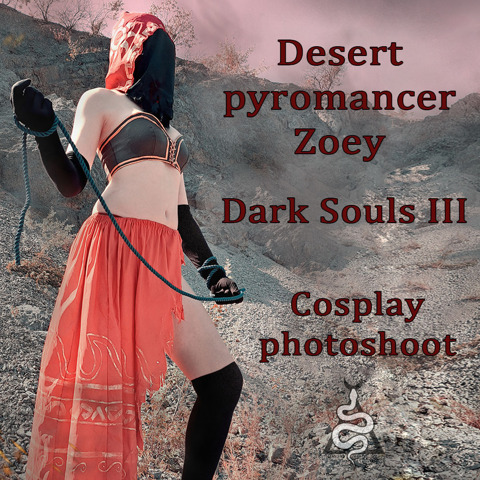 Desert pyromancer Zoey cosplay photoshoot