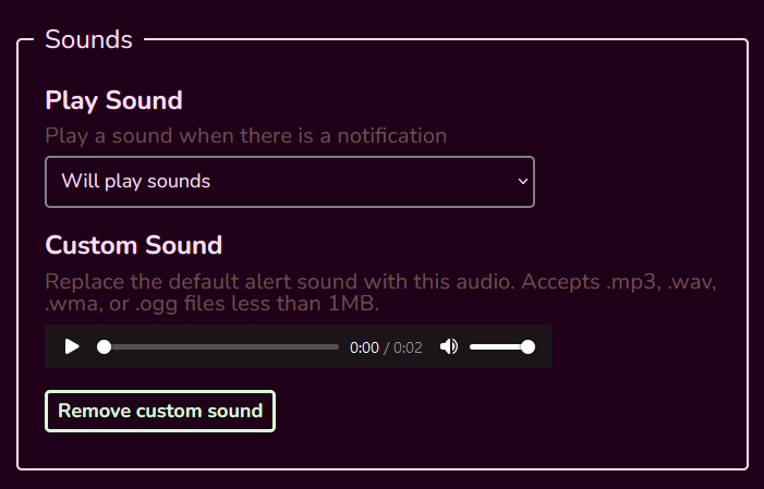Custom sounds for Ko-fi XYZ alerts