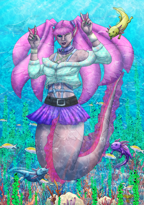 MerMay 2024: Pastel Axolotl Mermaid