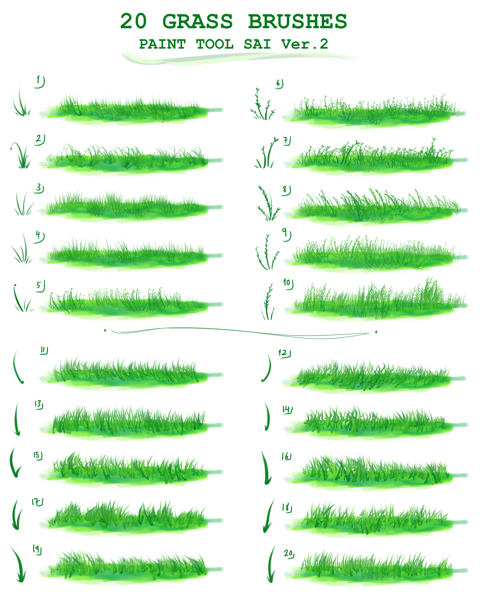 20 Grass brushes - PAINT TOOL SAI V. 2 - SoloAvian's Ko-fi Shop - Ko-fi ...