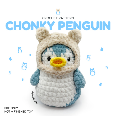 Chonky Penguin with a bear hat - Plushkrafts's Ko-fi Shop - Ko-fi ️ ...