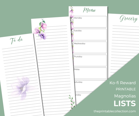 Printable Magnolias Lists