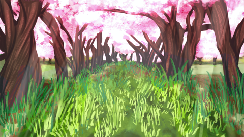 Cherry Tree Meadow Background