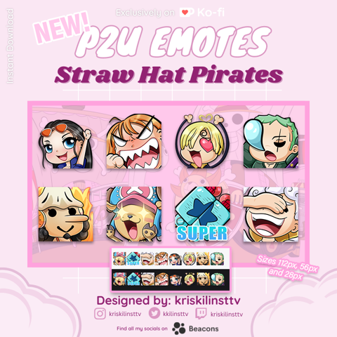 Straw Hat Pirates Emote Package X For Twitch Discord Kriskilinsttv S Ko Fi Shop Ko Fi
