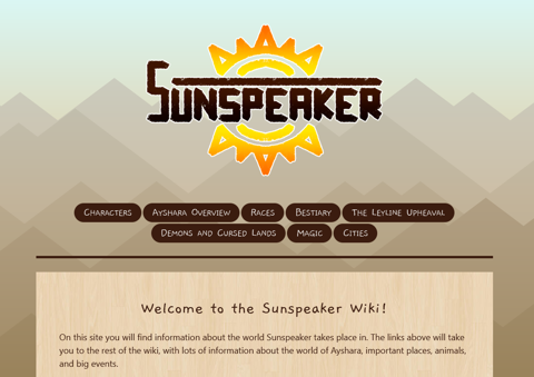 Sunspeaker Wiki release!