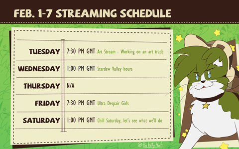 Next week's stream schedule is up!
