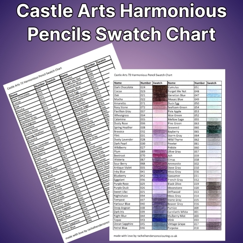 Castle Arts Harmonious Pencils Swatch Sheet - Rachel Henderson ...