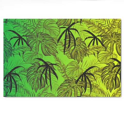 Yellow and green color palm leafs tropical pattern