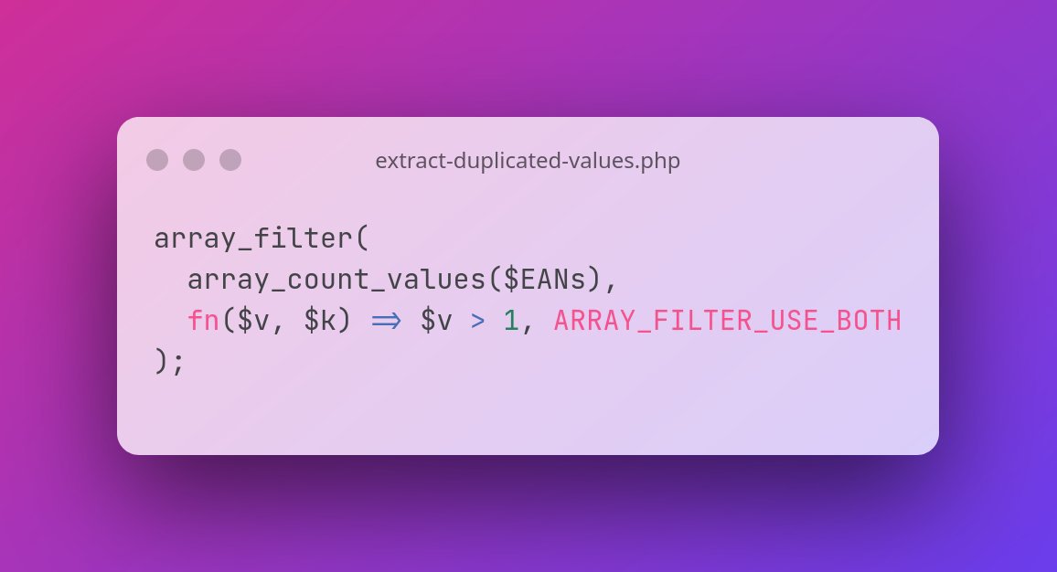 Easily extract duplicated values from an array
