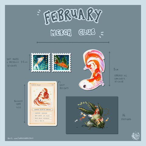 February Merch!! Comet Goldfish Dragon!