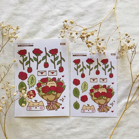 valentine rose bouquet sticker sheet