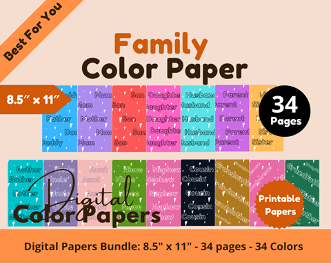 40 Digital Color Papers Dot Grid Color Paper 8.5 x 11* Commercial
