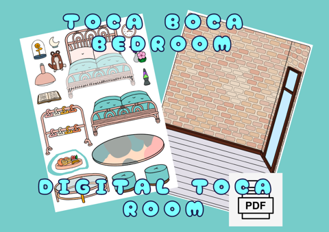 Printable Uncolored Paper Doll Bedroom / Toca Boca Flower Bedroom / Quiet  book pages / Printable bedroom for paper dolls - Gemini Moon Art's Ko-fi