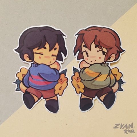 Frisk and Chara over Golden Flowers Stickers - zyan.rar's Ko-fi Shop ...