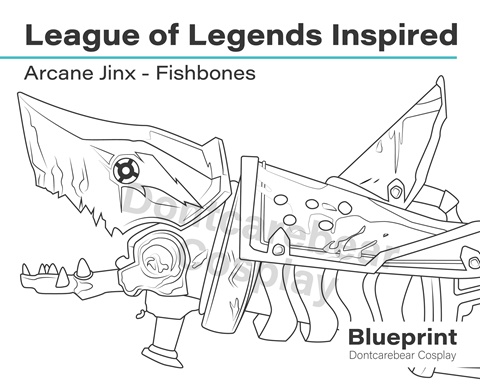 Jinx Arcane Fishbones Cosplay Blueprint and Instruction Guide -   Portugal